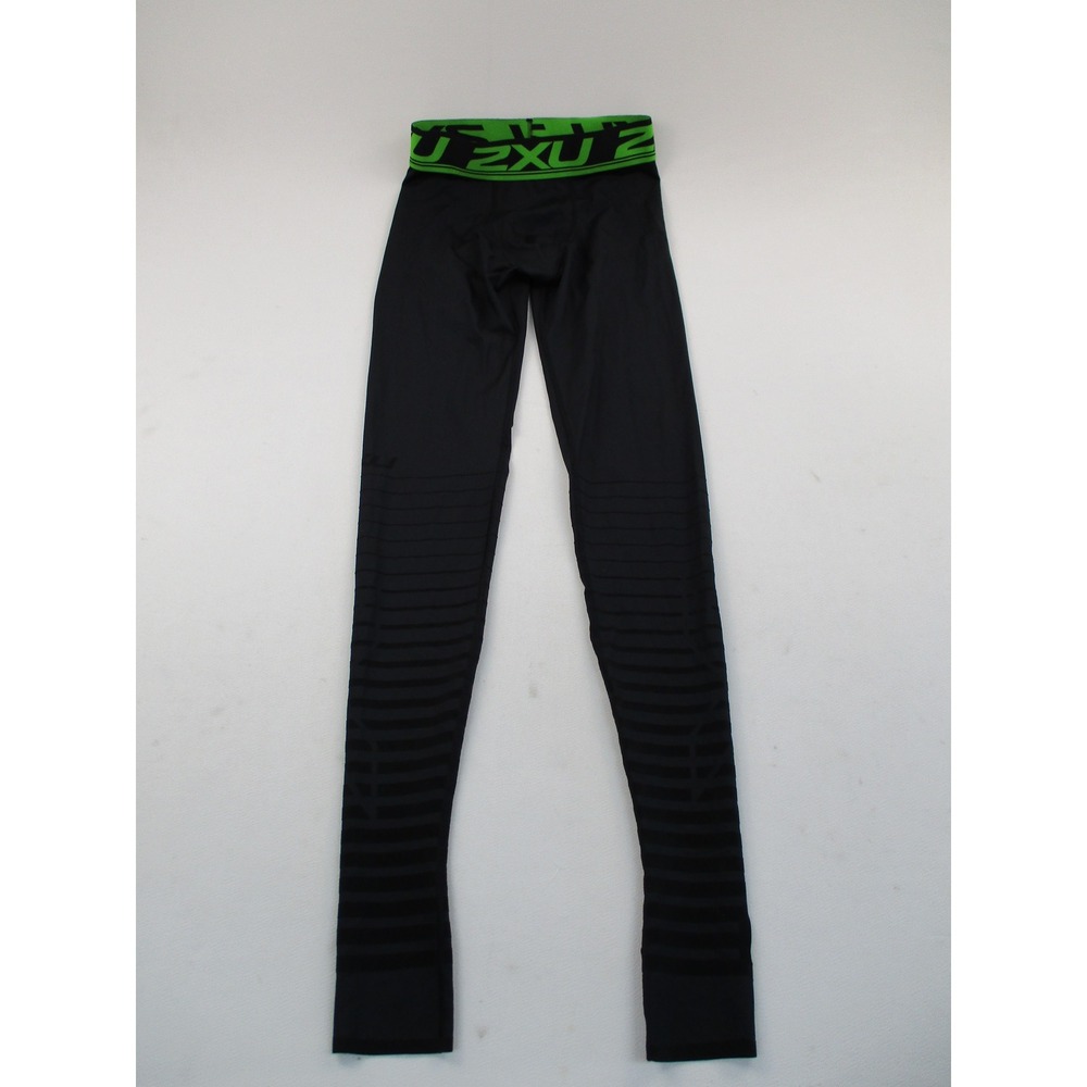 2XU Compression Tights Men MT Black Neon Green Logo Performance Leggings